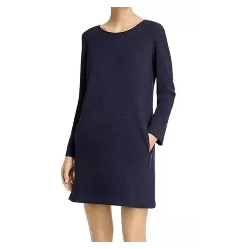 Theory Blue Long-Sleeve Knit Shift Jersey Dress M